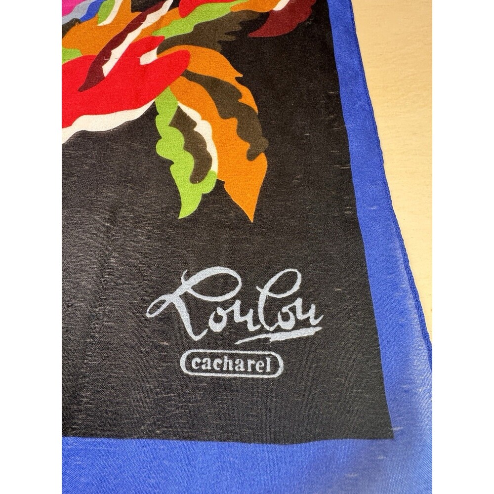 Vintage 80s Cacharel Paris Lou Lou Abstract Print Scarf Made in Italy Multicolor - Picture 2 of 7